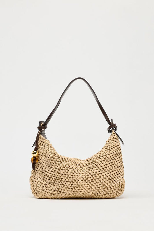 Cartera Zara Raffia de Hombro (Nueva)