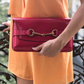 Clutch Gucci Horsebit Rojo Frambuesa