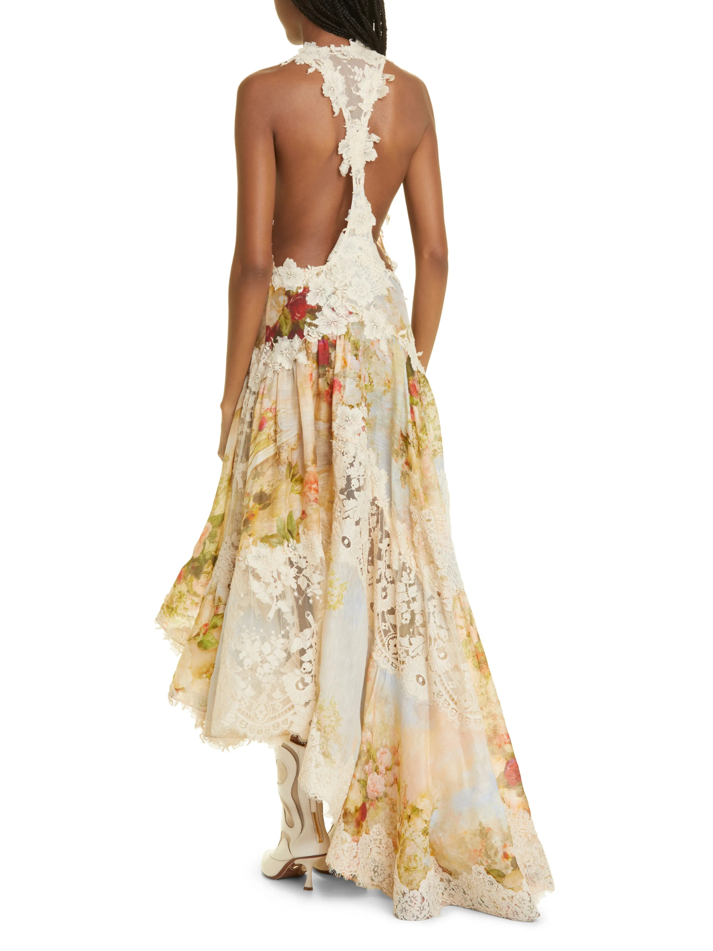 Vestido Zimmermann Luminosity Splice Lace Linen-Silk Dress (talle 0)