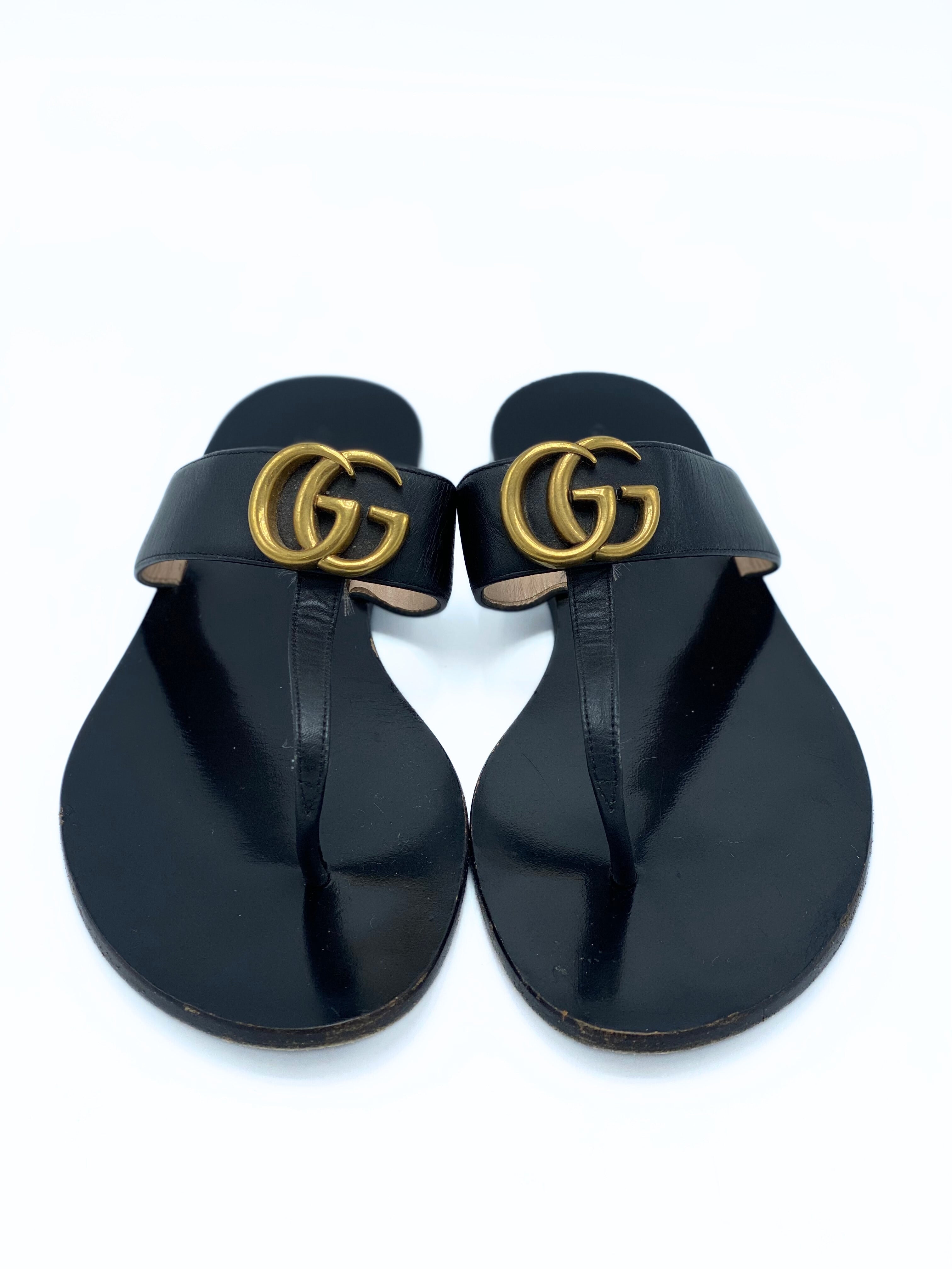 Sandalia Negra Gucci GG (EU38)