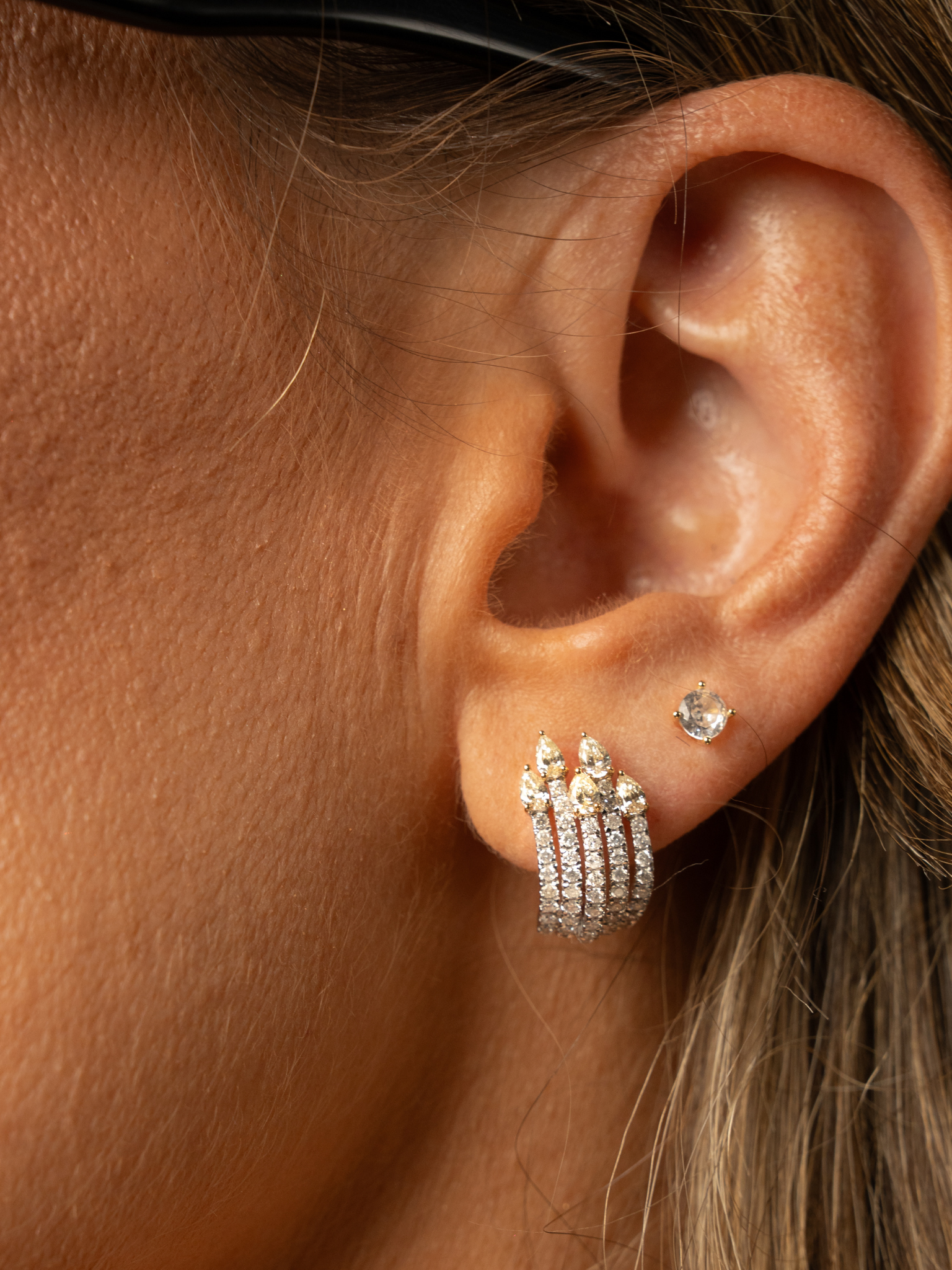 Aros Clip Combinado Oro 18k