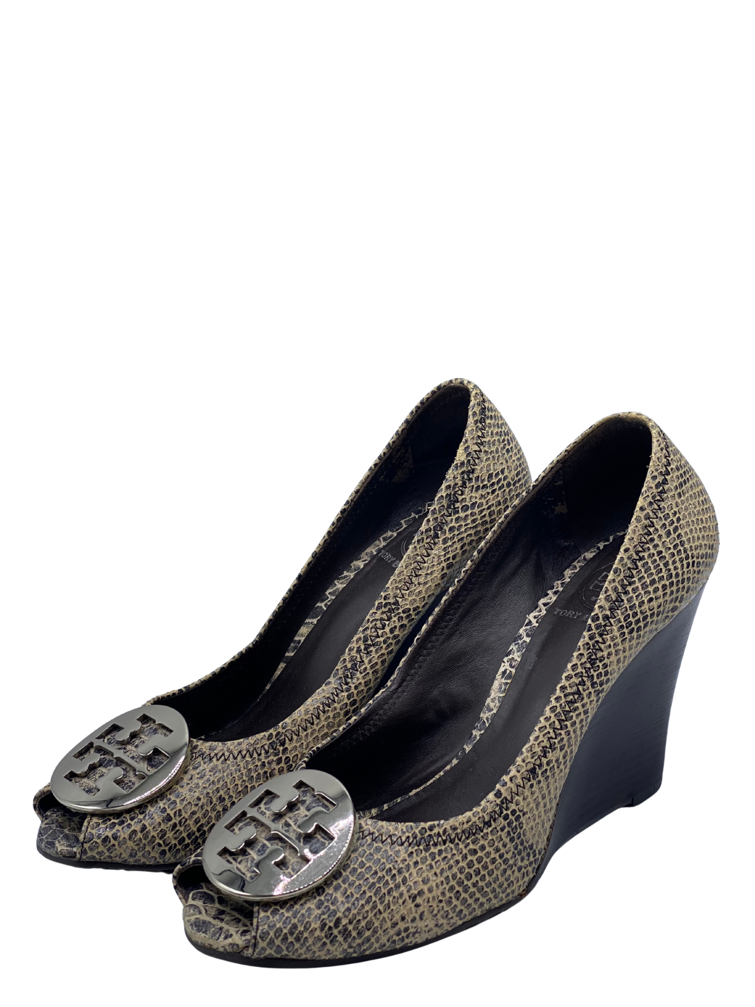 Pumps Peep-Toe Tory Burch Phyton Embossed (38.5)