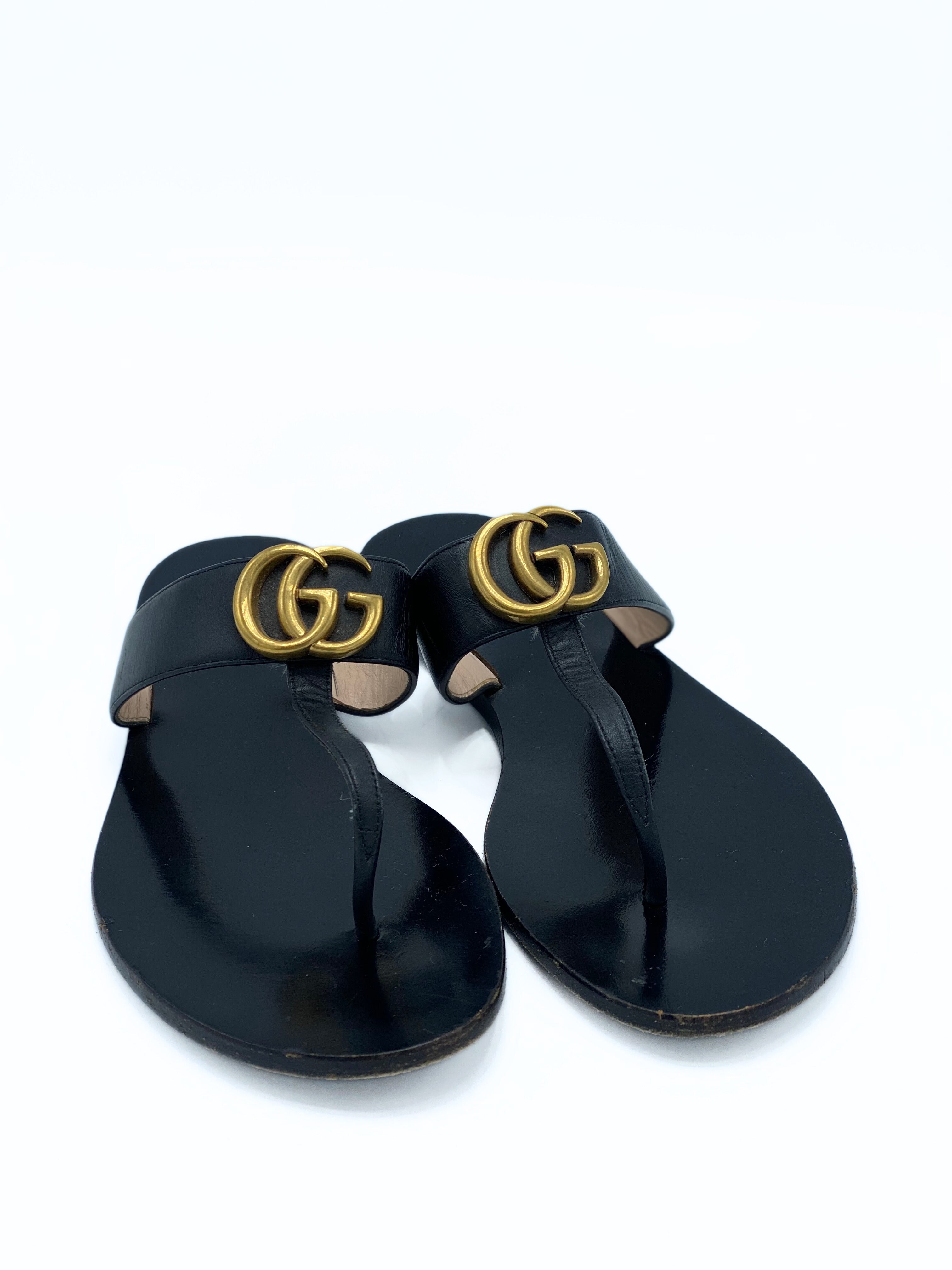 Sandalia Negra Gucci GG (EU38)