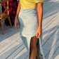 Vestido Celeste y Amarillo Madera (S)