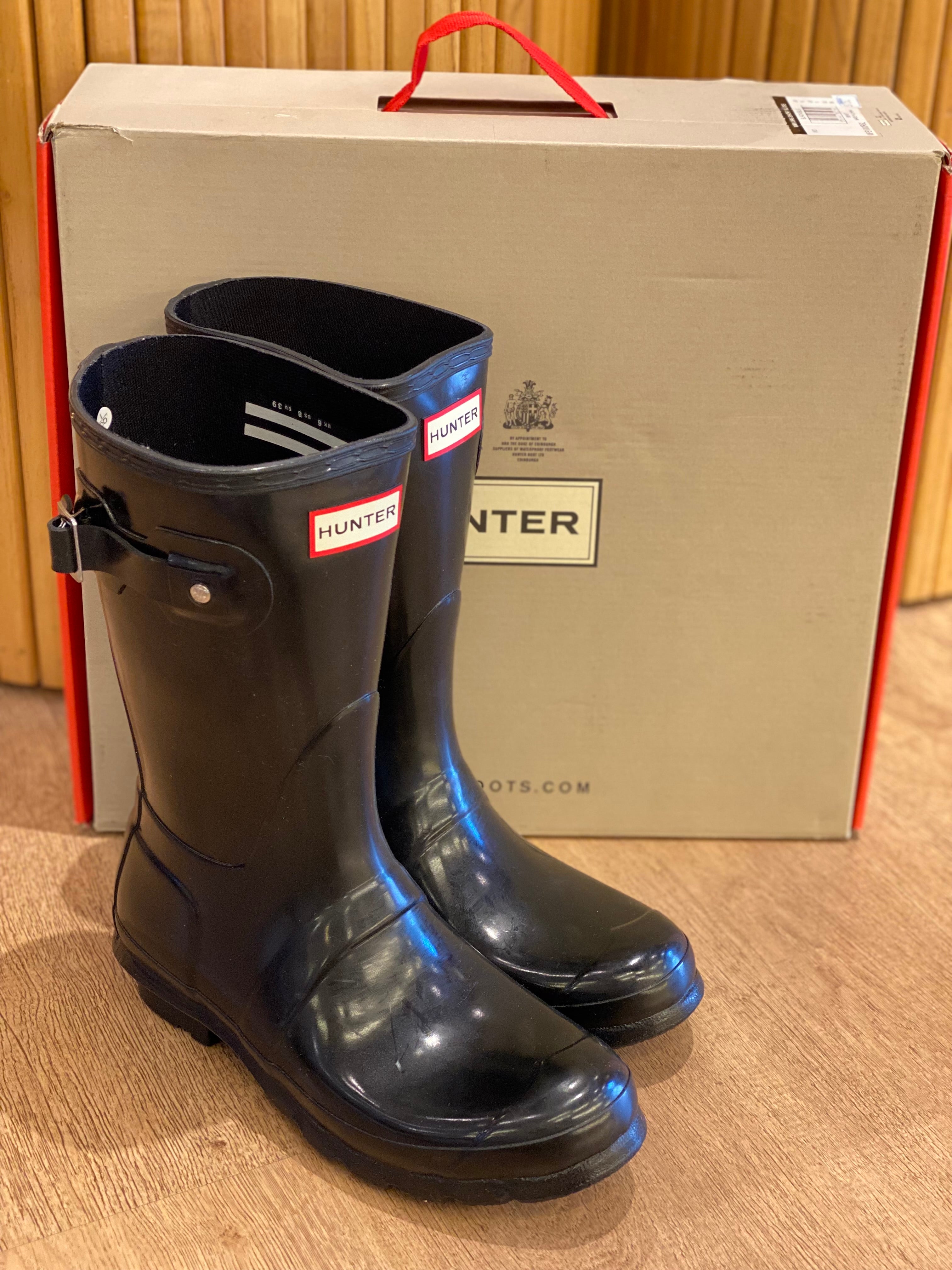 Bota de Lluvia Hunter Midi Glossy Black (8 US)