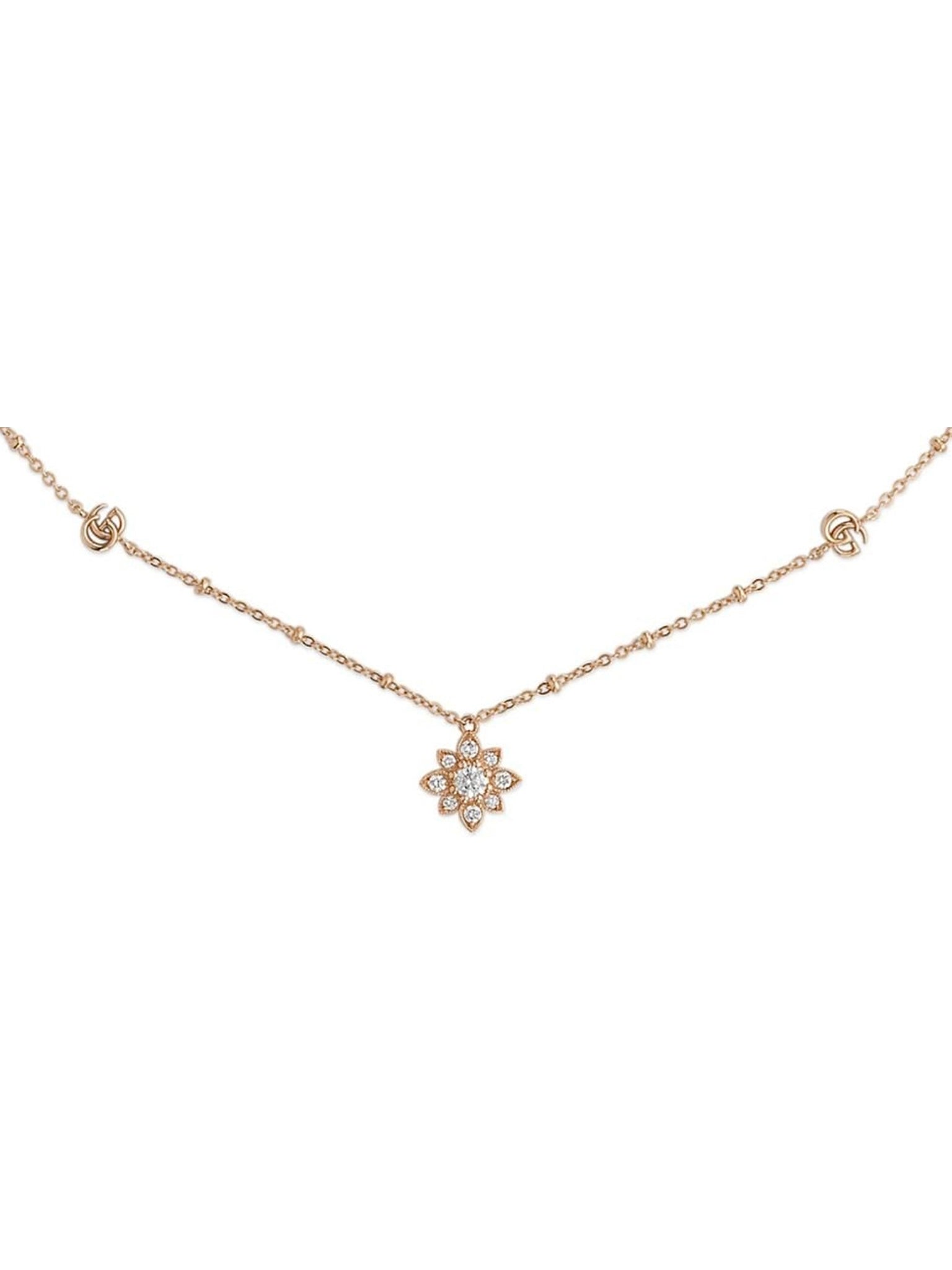 Collar Gucci Flower Double G con Diamantes