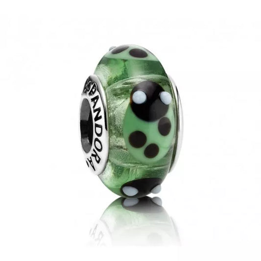 Charm Pandora Murano Ladybug Green