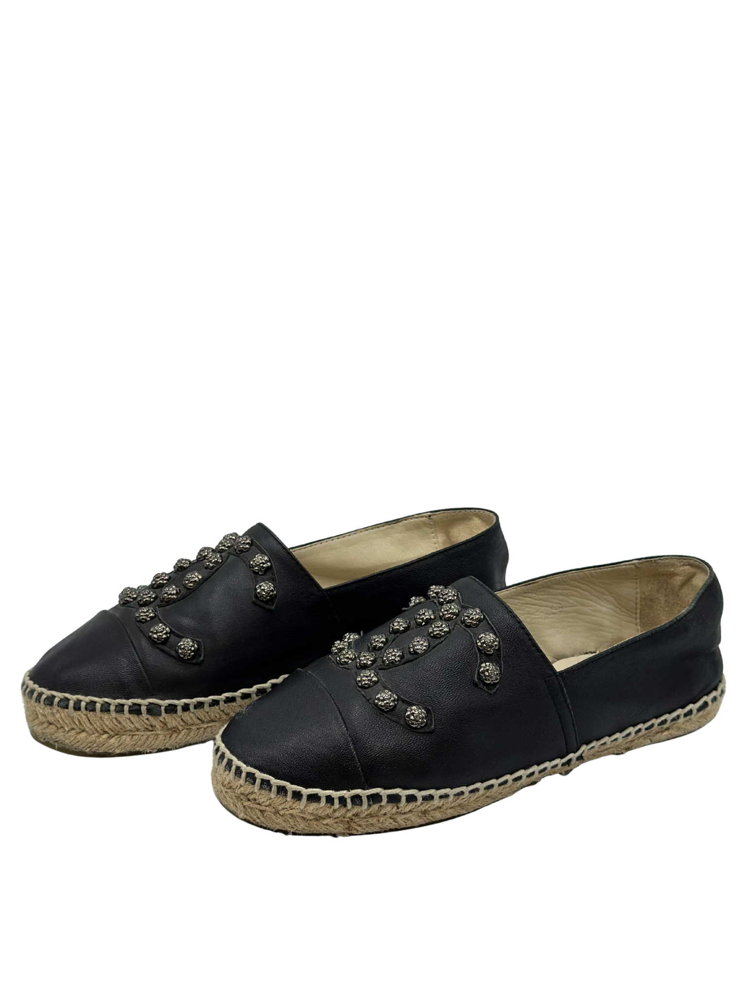 Alpargatas Negras Chanel Camellia (38)