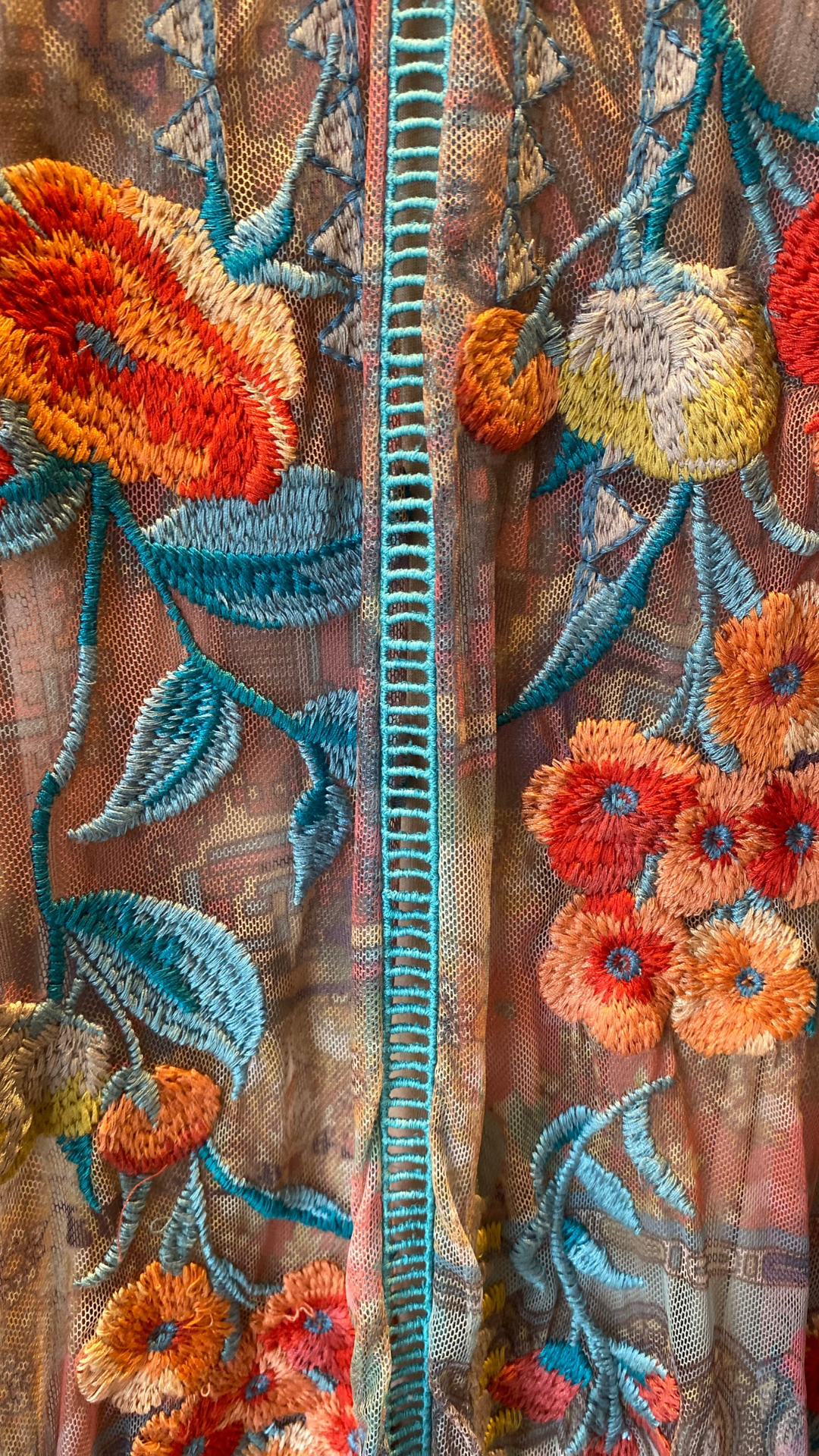 Vestido con Bordado de Flores Johnny Was (Talle M)