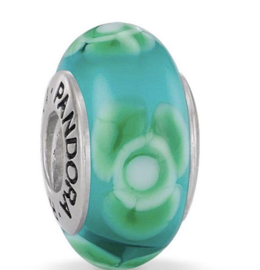 Charm Pandora Murano Green Lucky Floral