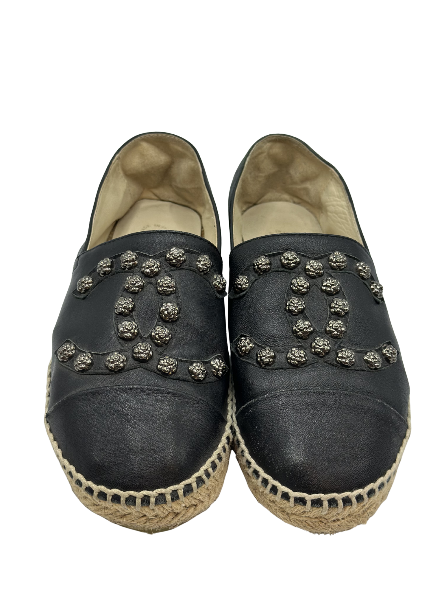 Alpargatas Negras Chanel Camellia (38)