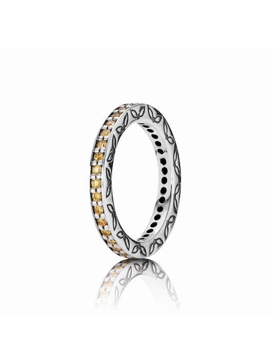 Anillo Pandora Eternity Crystals Amarillo