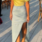 Vestido Celeste y Amarillo Madera (S)