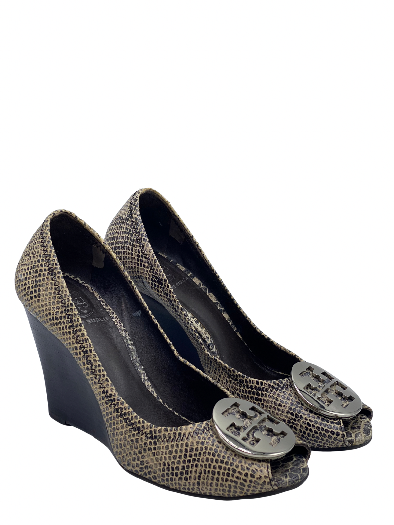 Pumps Peep-Toe Tory Burch Phyton Embossed (38.5)