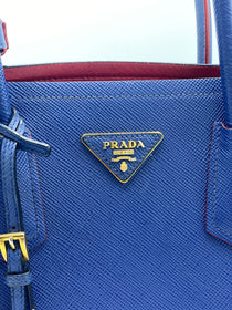 Cartera Prada Saffiano Double Leather Bag Blue