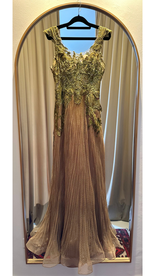 Vestido Largo Verde con Tul Ilse Jara (S)