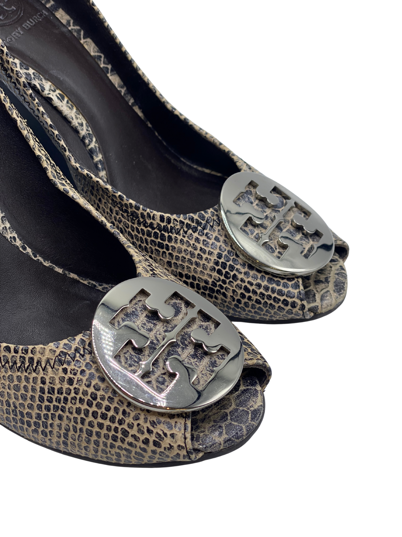 Pumps Peep-Toe Tory Burch Phyton Embossed (38.5)