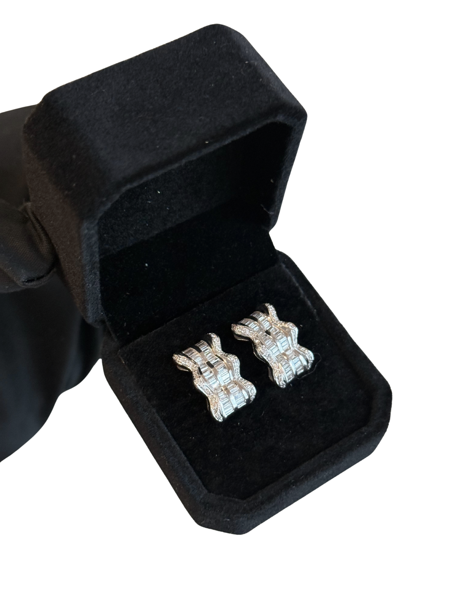 Aros Baguette Clip Oro Blanco 18k