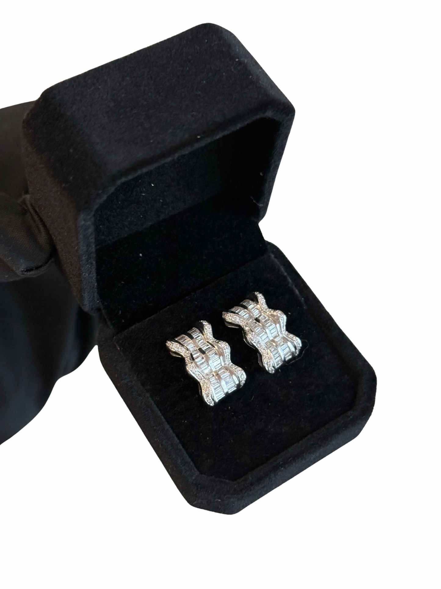 Aros Baguette Clip Oro Blanco 18k