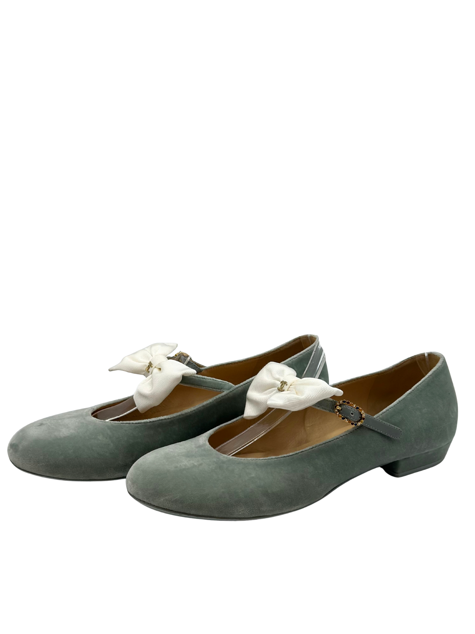 Chatitas Chanel Mary Jane Velvet Ballet Flats (40)