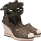 Sandalia Fendi Ankle Wrap Wedge Espadrille (39)