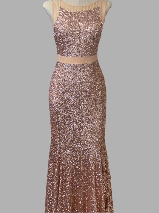 Vestido Badgley Mischka Rose Gold (Talle S)