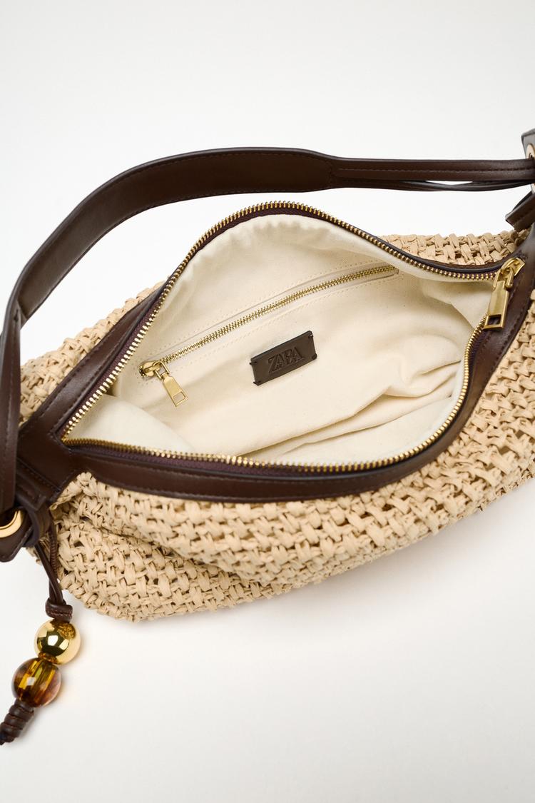Cartera Zara Raffia de Hombro (Nueva)