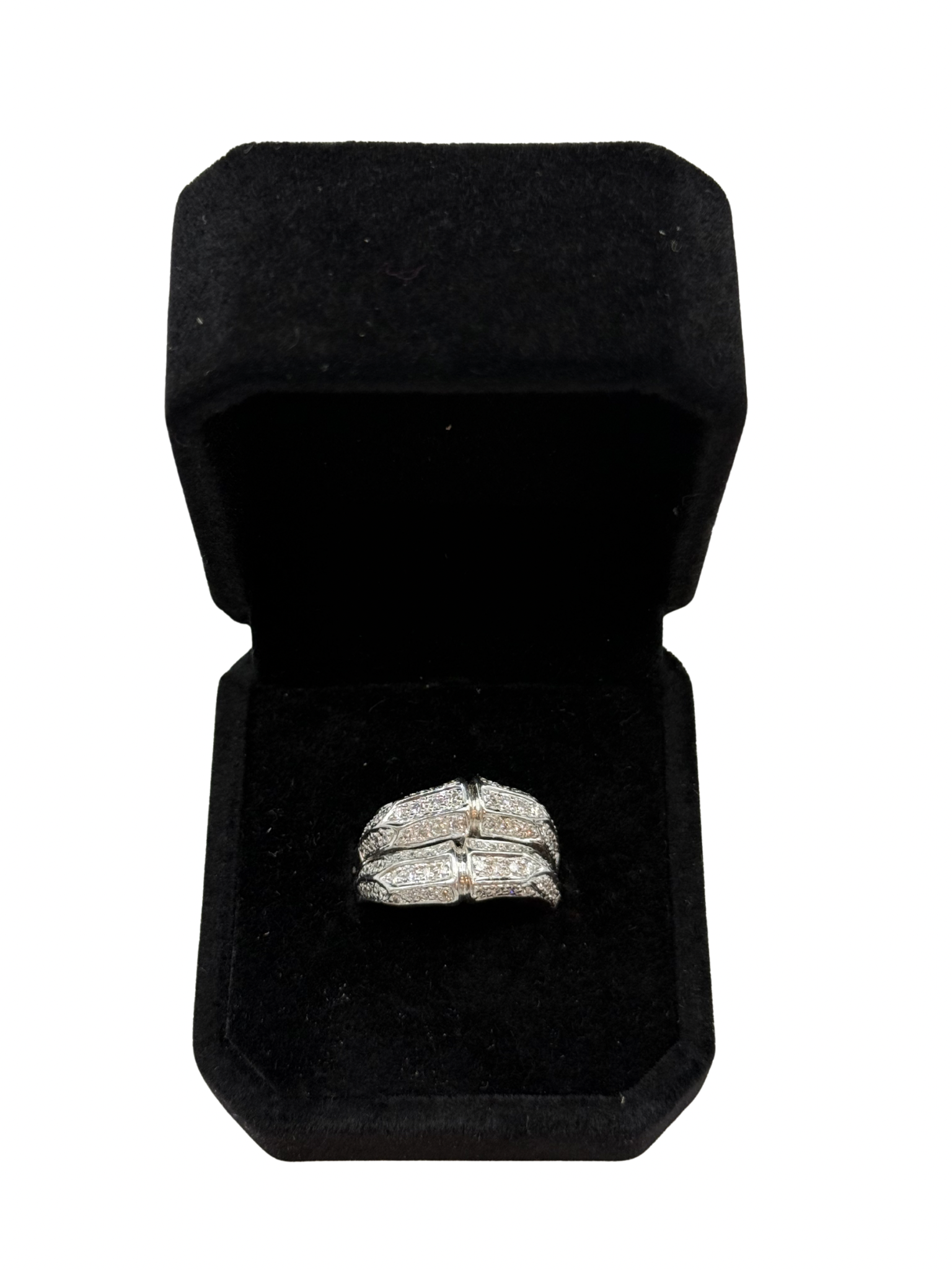 Anillo Statement Ring en Oro Blanco 18k con Diamantes Naturales en Pavé