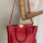 Cartera Valentino Garavani Rockstud Double Handle Tote Red