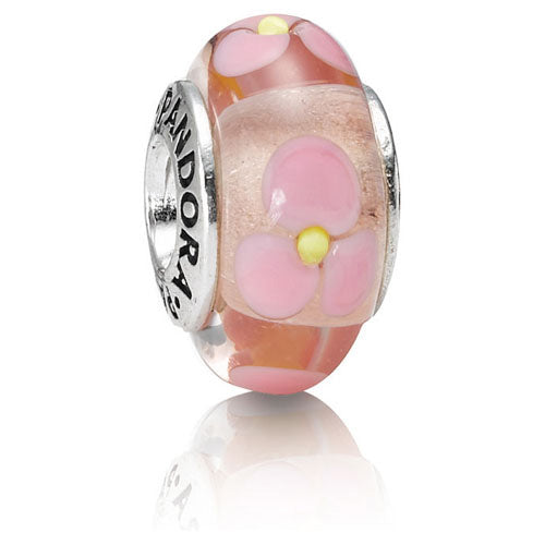 Charm Pandora Murano Pink Flowers