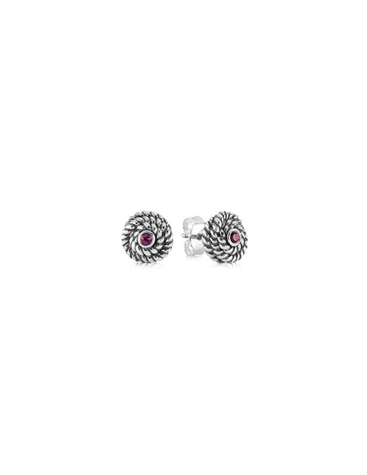 Aros Pandora de Plata con Piedra Amatista
