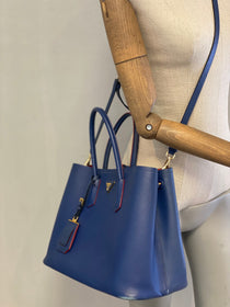 Cartera Prada Saffiano Double Leather Bag Blue