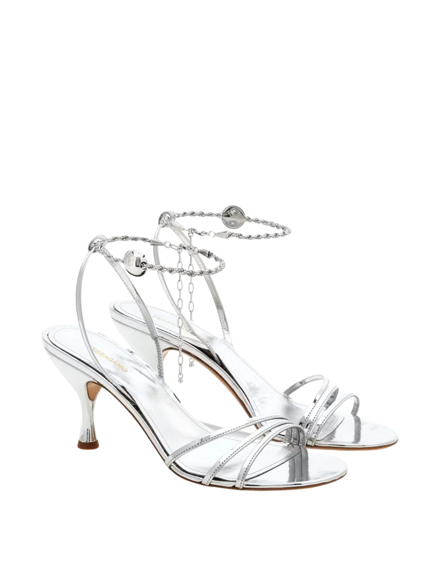 Sandalias Plateadas Salvatore Ferragamo (39.5)