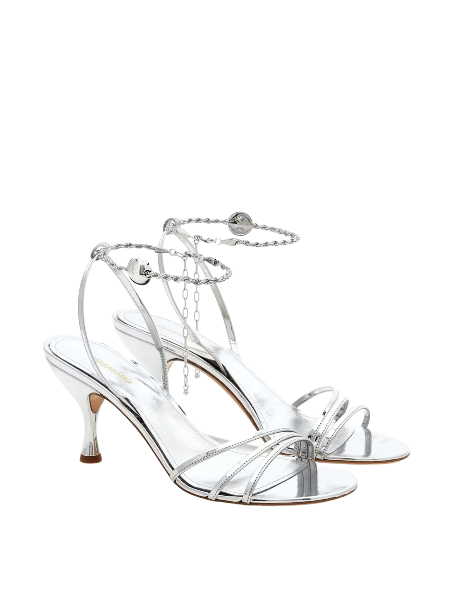 Sandalias Plateadas Salvatore Ferragamo (39.5)