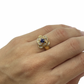 Anillo Statement Floral en Oro Amarillo 18k con Zafiro