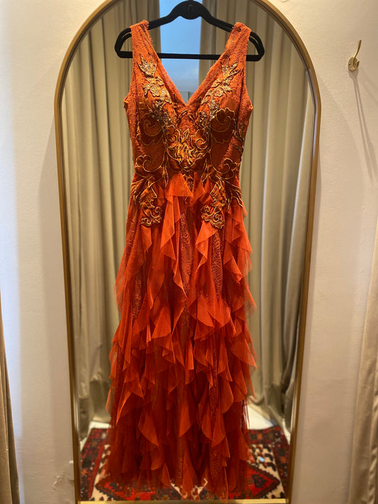 Vestido de Tul con Encaje Rojo Stephanie Gosling (Talle M)