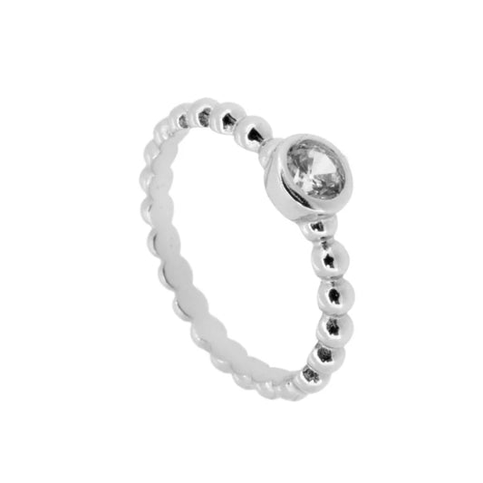 Anillo Pandora de Plata con Piedra Transparente