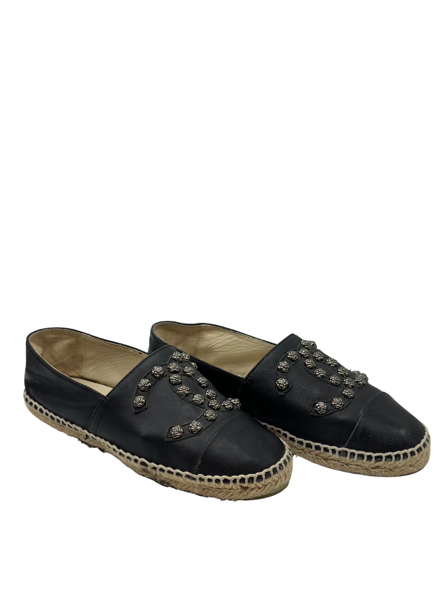 Alpargatas Negras Chanel Camellia (38)