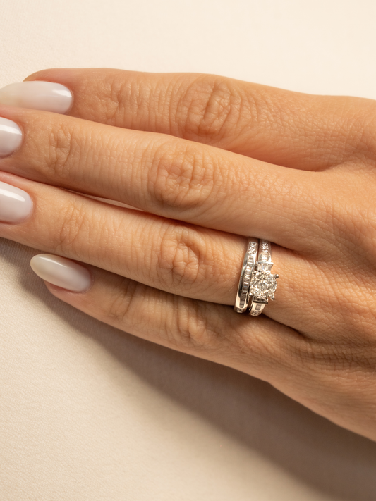 Set de Anillos Bridal en Oro Blanco 18k