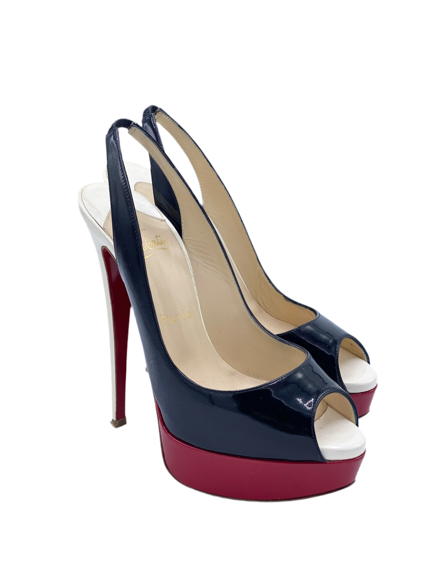 Sandalia Christian Louboutin Lady Peep Tricolor (37.5)