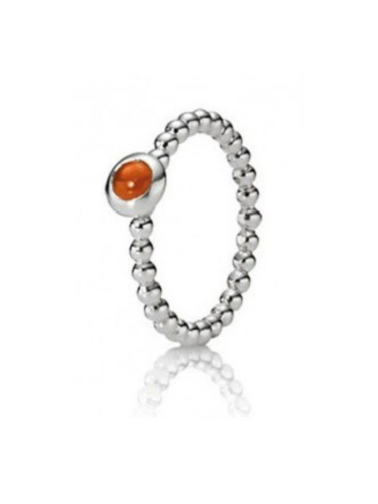 Anillo Pandora de Plata y Piedra Cornalina Naranja