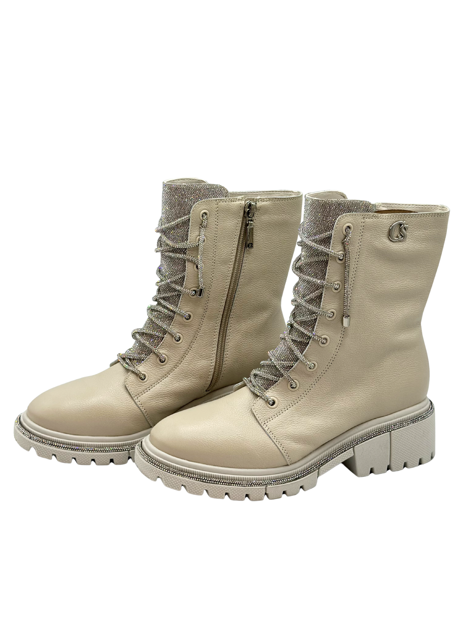 Botas Beige con Brillantes Carmen Steffens (36 BRA)