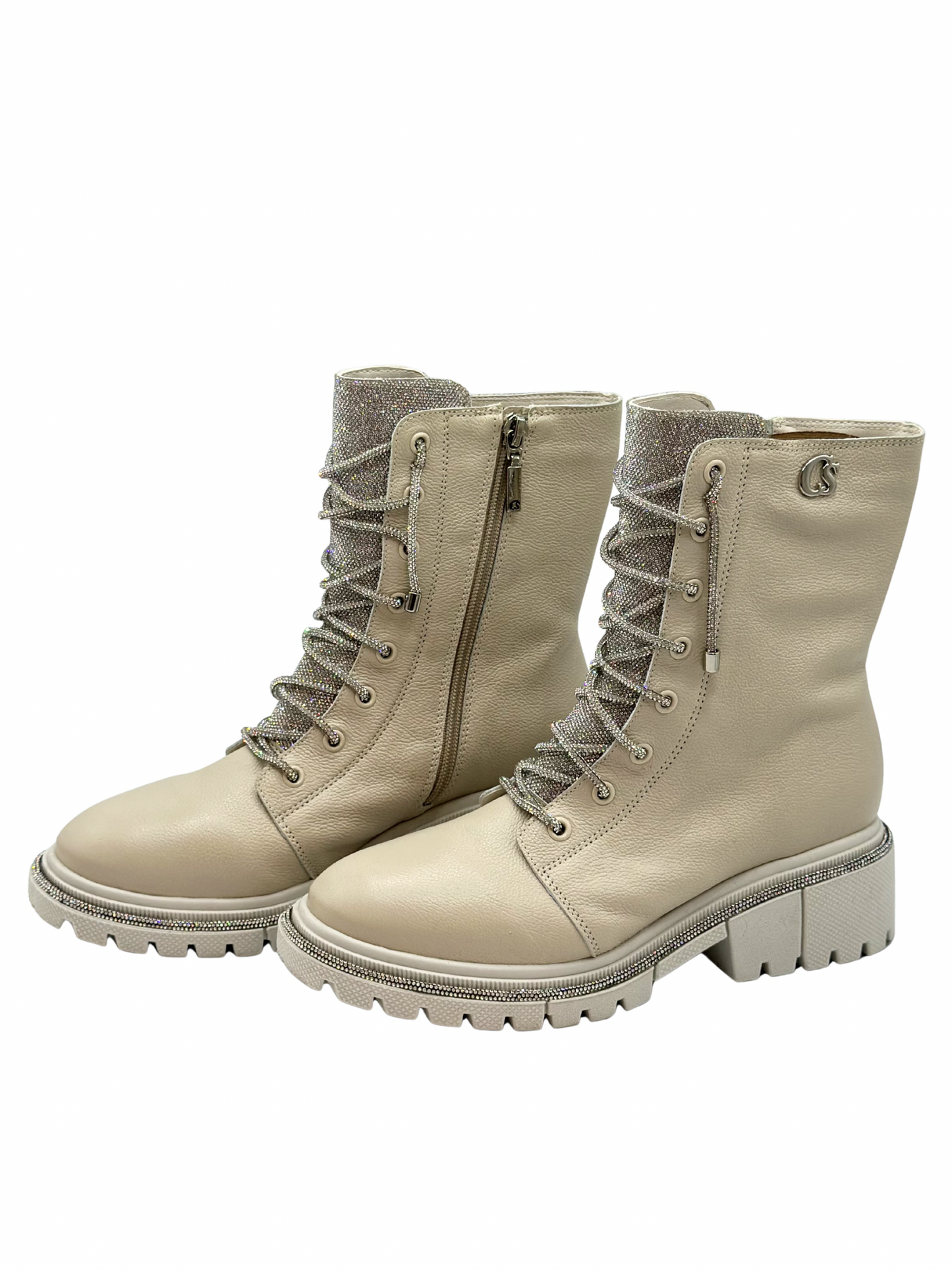 Botas Beige con Brillantes Carmen Steffens (36 BRA)
