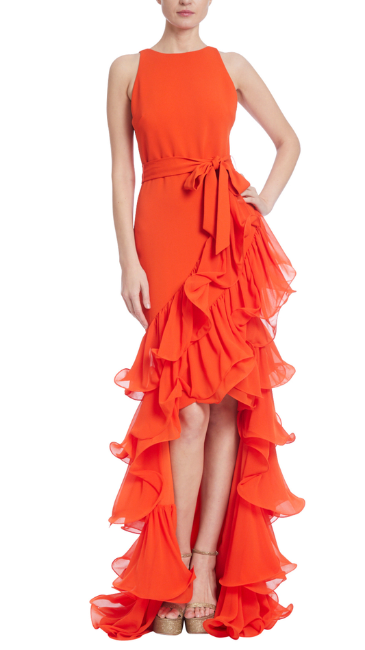 Vestido Naranja Badgley Mischka (Talle 4)
