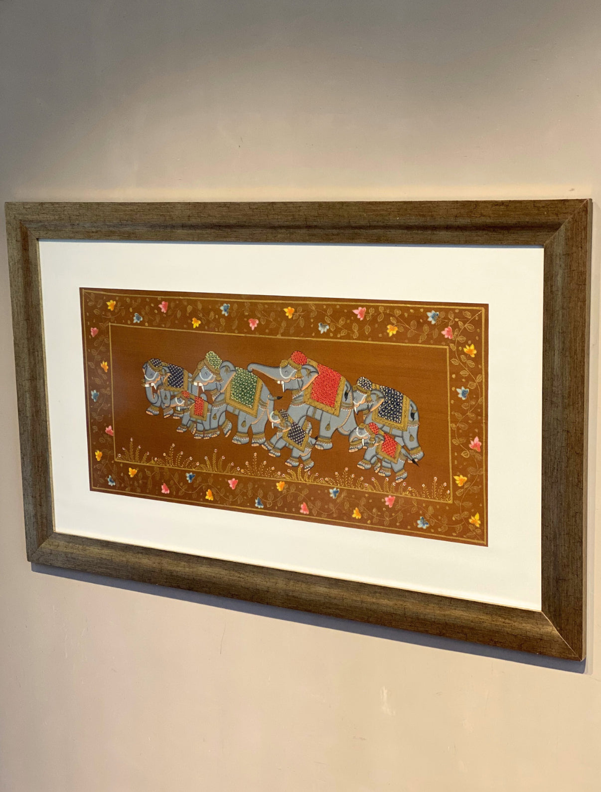 Cuadro Lámina de Caravana de Elefantes 118 x 74 cm.