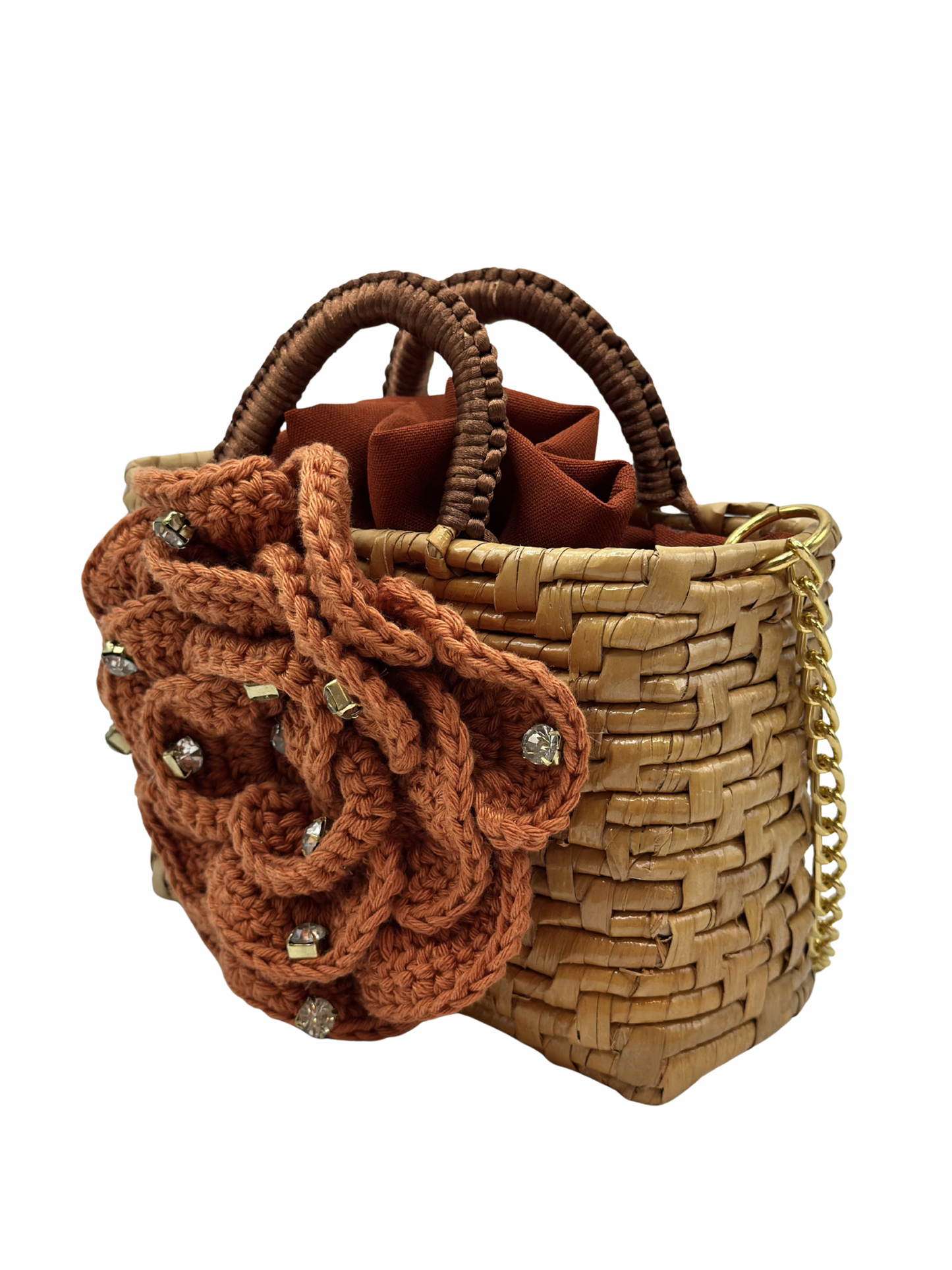 Mini Bolso Cristina Sabatini Crochet Flower Trunk Brown