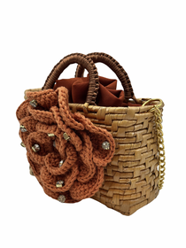 Mini Bolso Cristina Sabatini Crochet Flower Trunk Brown