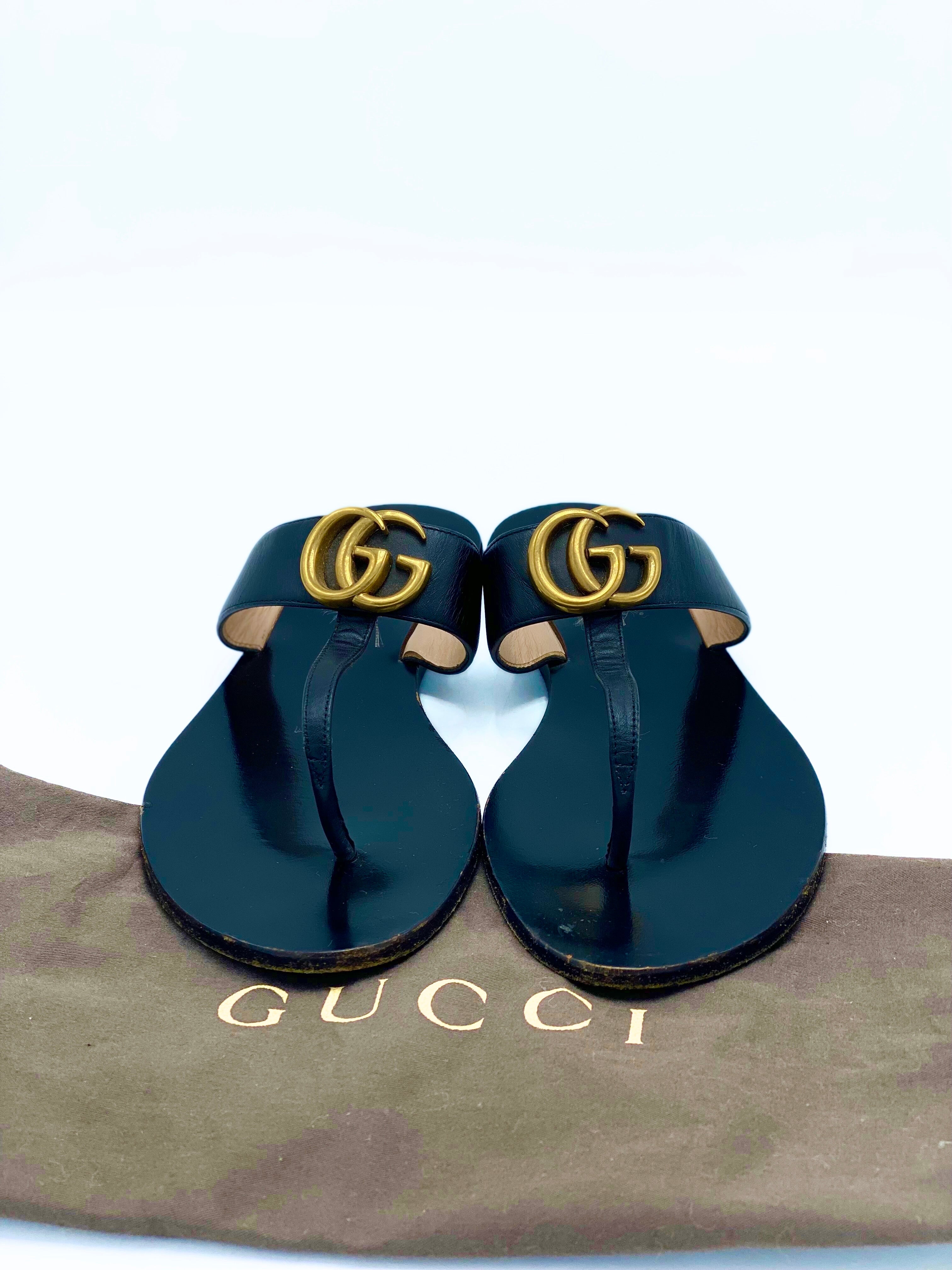 Sandalia Negra Gucci GG (EU38)