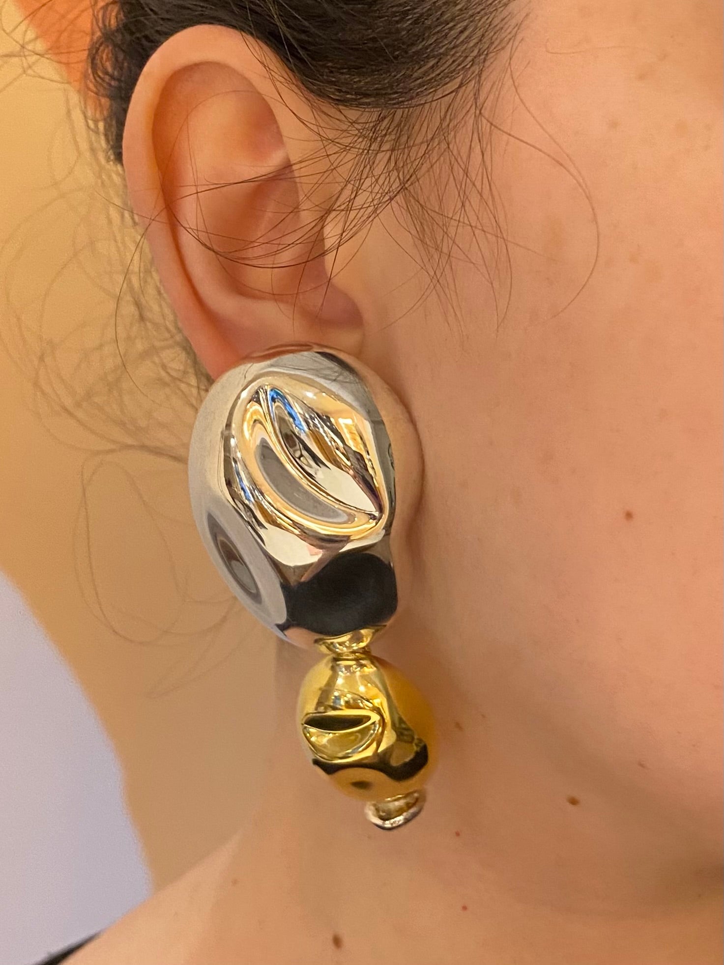 Aros Sordo Oriente Combinado Bañado en Oro 24KT