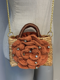 Mini Bolso Cristina Sabatini Crochet Flower Trunk Brown